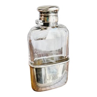 Antique Tiffany & Co Silver Plate and Glass Flask For Sale