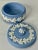 Wedgwood Blue Jasperware Round Acanthus Trinket Box Candy Dish For Sale In Palm Springs - Image 6 of 9