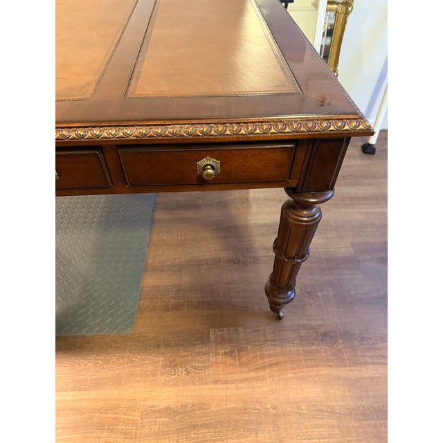 Century Furniture Writing Desk with Tooled Leather Top A pretty, traditional writing desk with a generous top to...