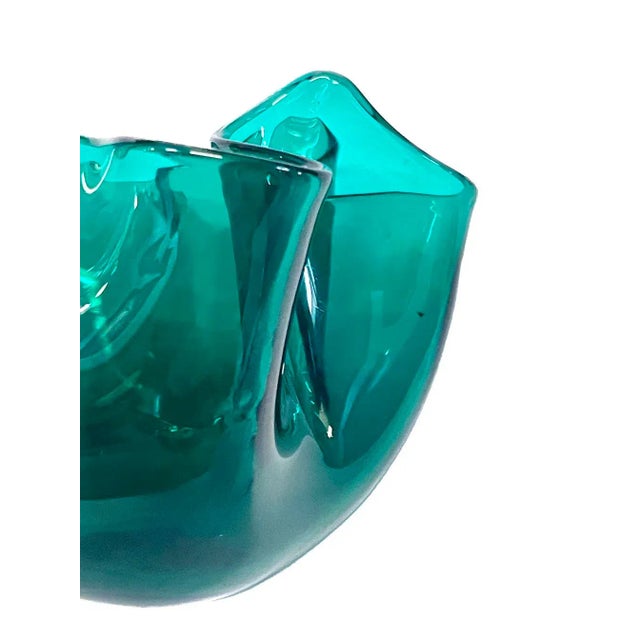 Abstract Venini Green Murano Glass Vase For Sale - Image 3 of 5