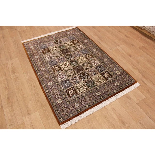 Persian silk rug Qom | Knot density: Precise knotting, almost machine-like | Material: High-quality silk and wool | Size:...