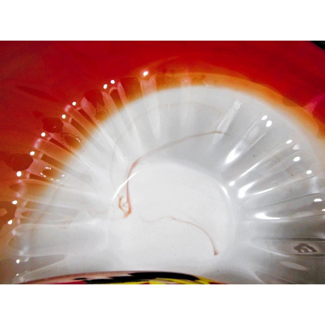 1950s Murano Art Glass Vibrant Confetti Handblown Scalloped Rim Centerpiece Bowl For Sale - Image 10 of 17