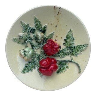 Large 19th Century French Majolica Tomato Platter For Sale