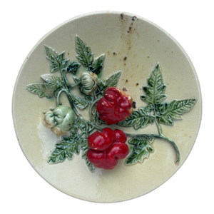 Large 19th Century French Majolica Tomato Platter