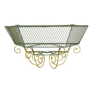 1940s French Green & Gold Wrought Iron Console Base For Sale