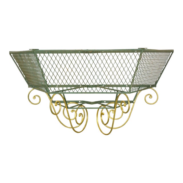 1940s French Green & Gold Wrought Iron Console Base For Sale