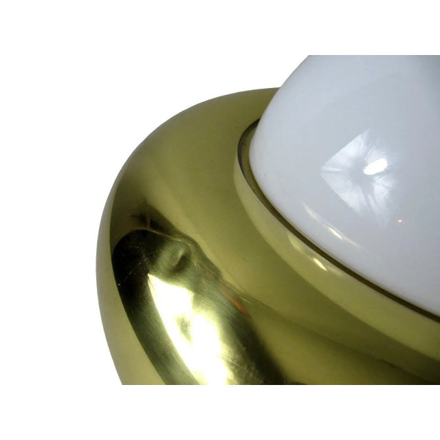 Large Ufo Wall Lamp in Opal Glass & Brass by Valenti, Italy, 1970s For Sale - Image 4 of 10