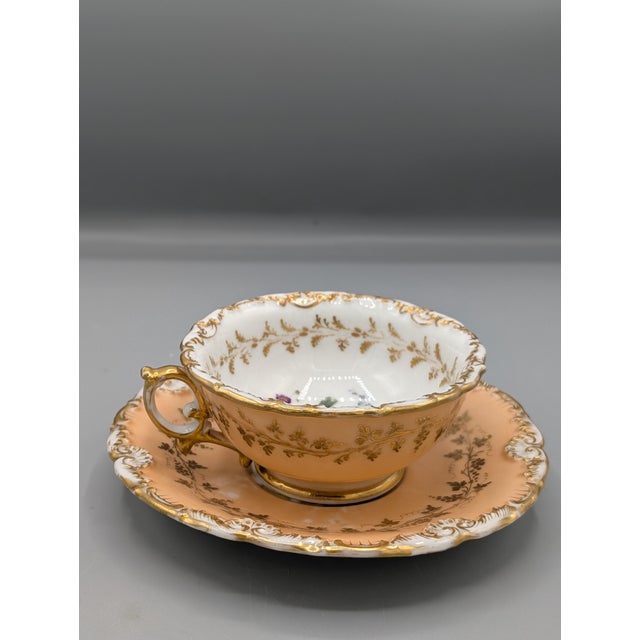 French 19th Century Jacob Petit French Porcelain Cup & Saucer Floral Design For Sale - Image 3 of 12