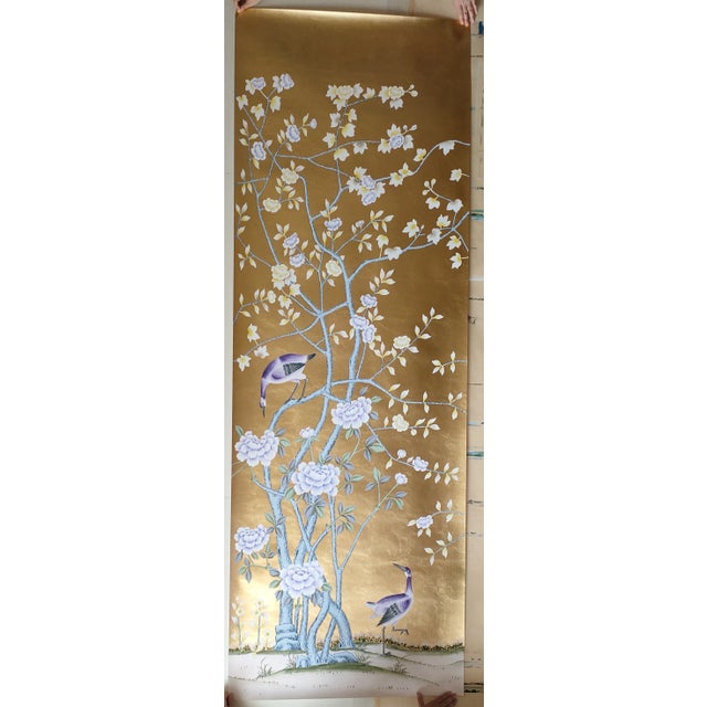 Chinoiserie Hand Painted Chinoiserie Wallpaper Murals Hand Painted Artwork Panel - 5 Panels For Sale - Image 3 of 12