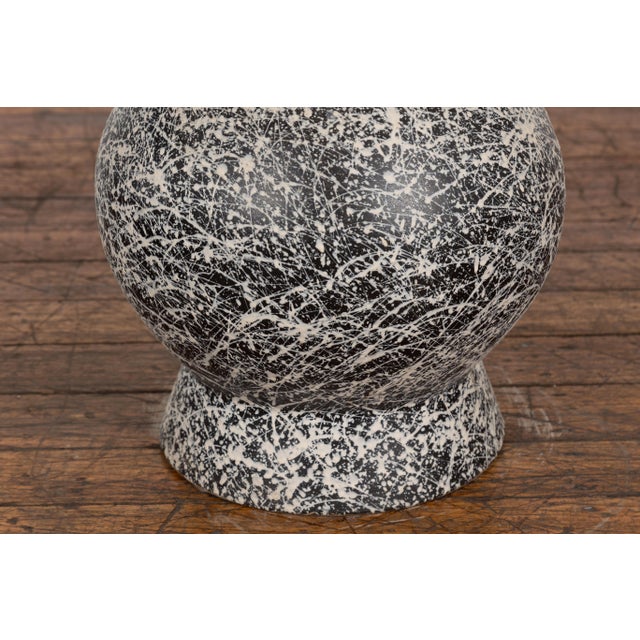 Prem Collection Artisan Made Black and White Vase with Dripping Décor For Sale - Image 11 of 12