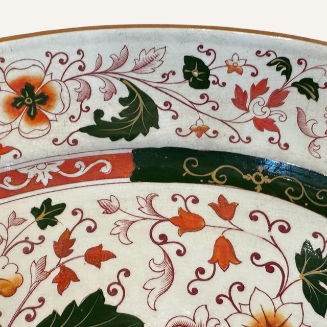 English Late 19th Century Large Hand Painted Imari Style Ironstone Platter For Sale - Image 3 of 6