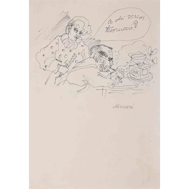 Modern Mino Maccari, Who are you writing to, darling?, 1960s, Paper For Sale - Image 3 of 3
