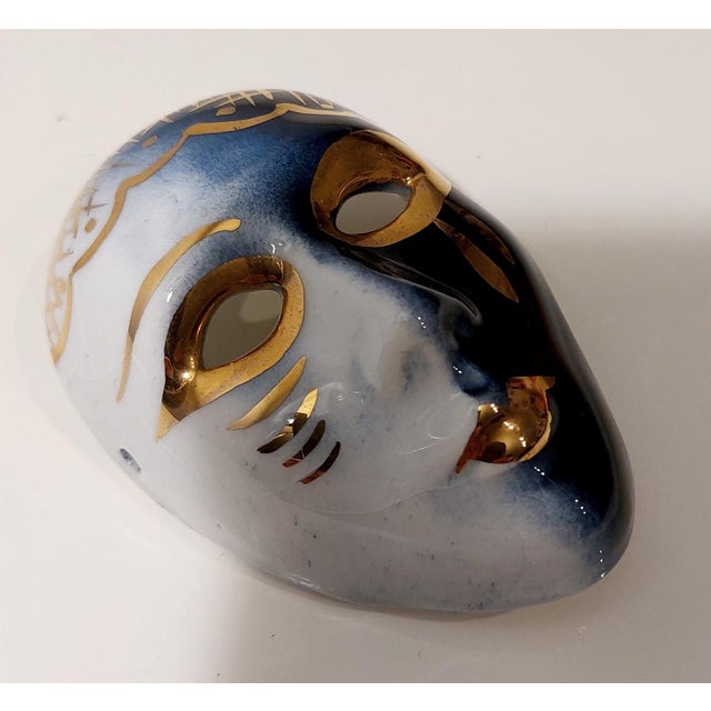 Venetian Porcelain Mask with 18 Karat Gold Leaf Gilding, 1970s For Sale - Image 4 of 16