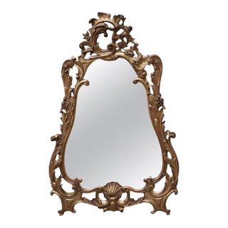 19th Century Italian Rococo Giltwood Mirror With Acanthus Design For Sale