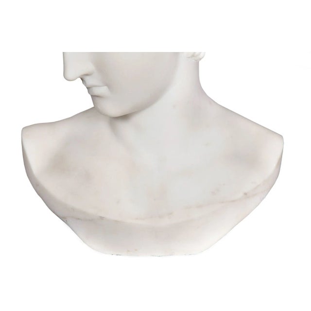 Cream Grand Tour 19th Century Marble Bust of Antinous as Hermes by Filli Pugi For Sale - Image 8 of 12
