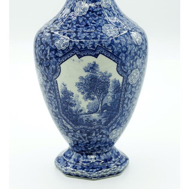 Blue Ceramic Vase by Franz Anton Mehlem, 19th Century For Sale - Image 4 of 5