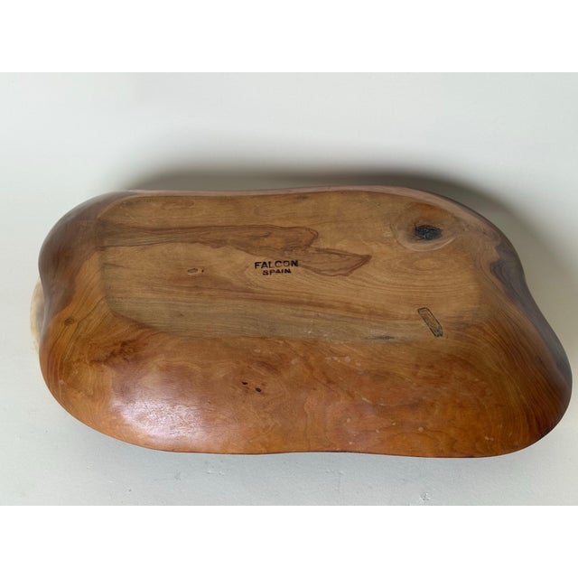 Spanish Olive Wood Centerpiece Bowl with Cow Horn Handles, 1960s For Sale - Image 13 of 15