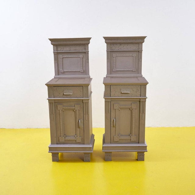 Dove Gray Wooden Bedside Tables, 1940s, Set of 2 For Sale - Image 12 of 12