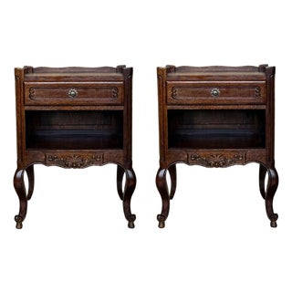 Louis XVI Style Nightstands with Drawers and Cabriole Legs, 1960s, Set of 2 For Sale