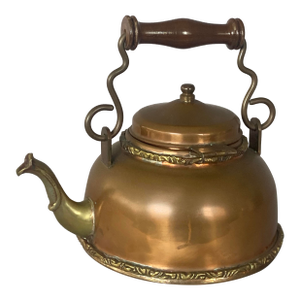 1980s Mexican Solid Copper and Brass Teapot