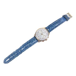 Chronograph Wristwatch in Landeron 48 Movement and 18k Gold Case, Switzerland For Sale