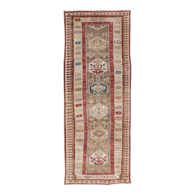 Persian Hand Knotted Antique Serab Runner in Tribal Design With Medallions 3'0 X 8'10 For Sale