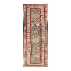 Persian Hand Knotted Antique Serab Runner in Tribal Design With Medallions 3'0 X 8'10