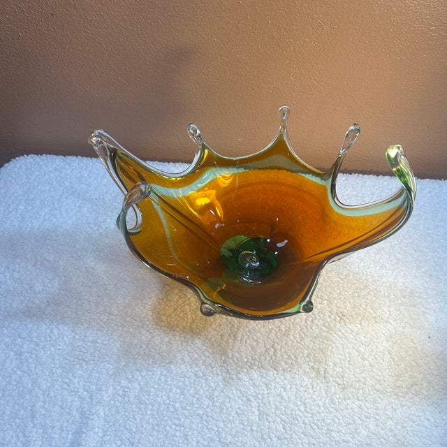 Large 16" Mid 20th Century Murano Style Sommerso Glass Centerpiece Bowl For Sale - Image 10 of 12