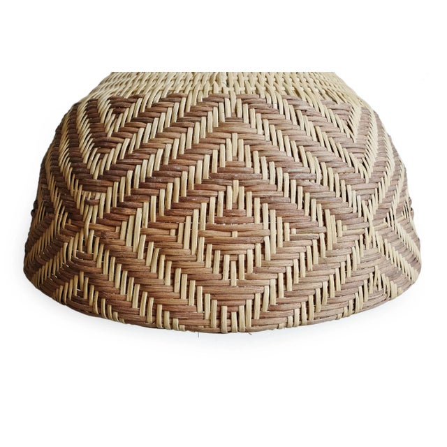 Rattan Diamond Weave Tribal Pendant Light Medium For Sale In Los Angeles - Image 6 of 9