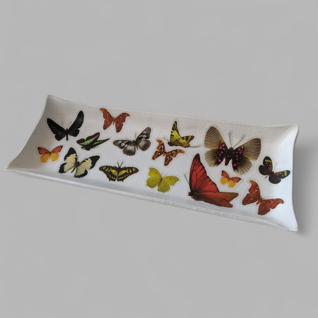 Fornasetti Vintage Decoupage Butterfly Catchall Dish Tray For Sale - Image 4 of 16