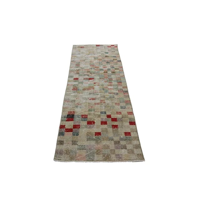 Vintage art deco runner rug from Oushak region of Turkey. Approximately 50-60 years old. In very good condition