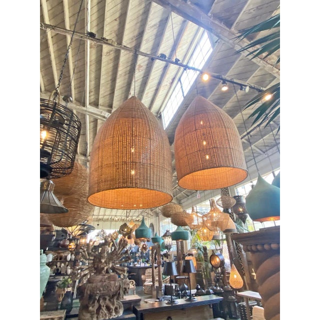 Tan Giant Raw Rattan Pod Pendant Light For Sale - Image 8 of 11