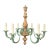 Mid-Century Italian Tole and Pine Swedish Inspired 6 Arm Chandelier For Sale