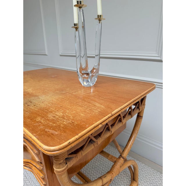 Mid-Century Italian Bamboo and Rattan Writing Desk, 1970s For Sale - Image 4 of 10