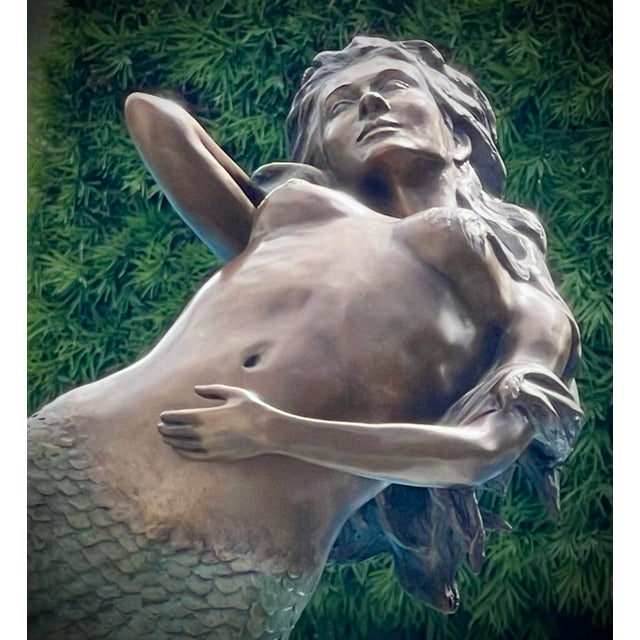 Bronze Large Bronze Mermaid Sculpture Nautical Art Statue For Sale - Image 8 of 12