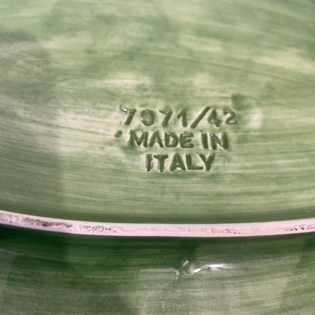 Vietri Majolica Foglia Leonardo 16" Oval Platter Green Leaf Leaves Italy 7971/42 For Sale - Image 10 of 12