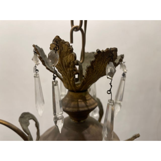 Bronze Crystal Basket Chandelier, 1940s For Sale - Image 6 of 10