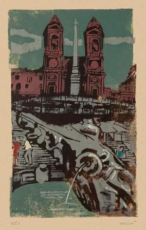 Carlo Mazzoni - Trinita Dei Monti - Original Screen Print - Late 20th Century
