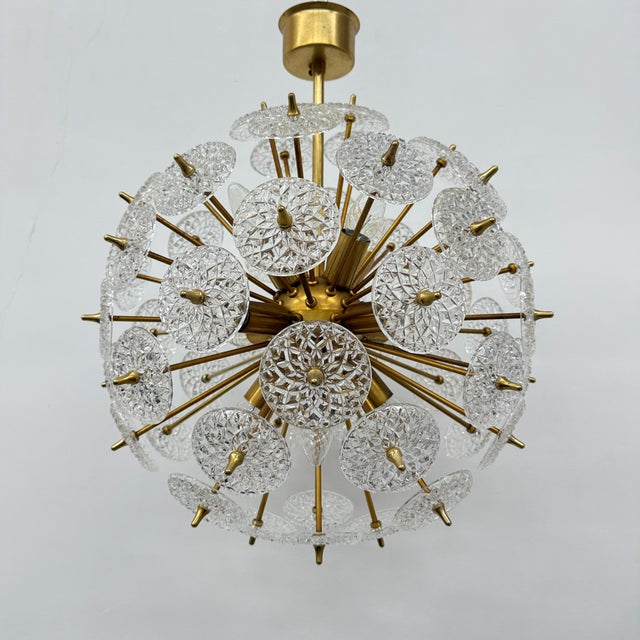 Gold Sputnik Chandelier in Crystal from Val Saint Lambert, 1960s For Sale - Image 6 of 18