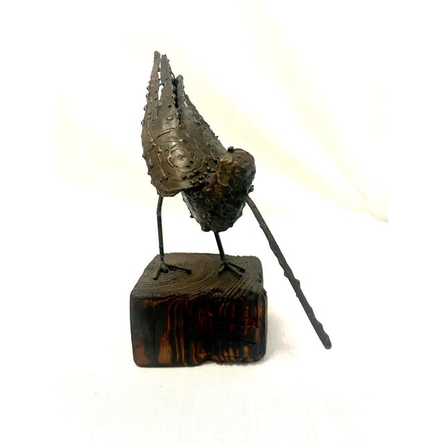 One-of-a-Kind Brutalist Abstract Sandpiper Bird Sculpture on a Charred Driftwood Base American sculptor William Bowie...
