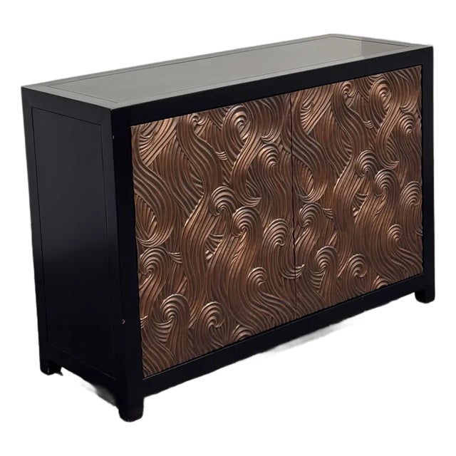 Robert Kuo for McGuire Furniture Dragon Swirl Bar Cabinet For Sale