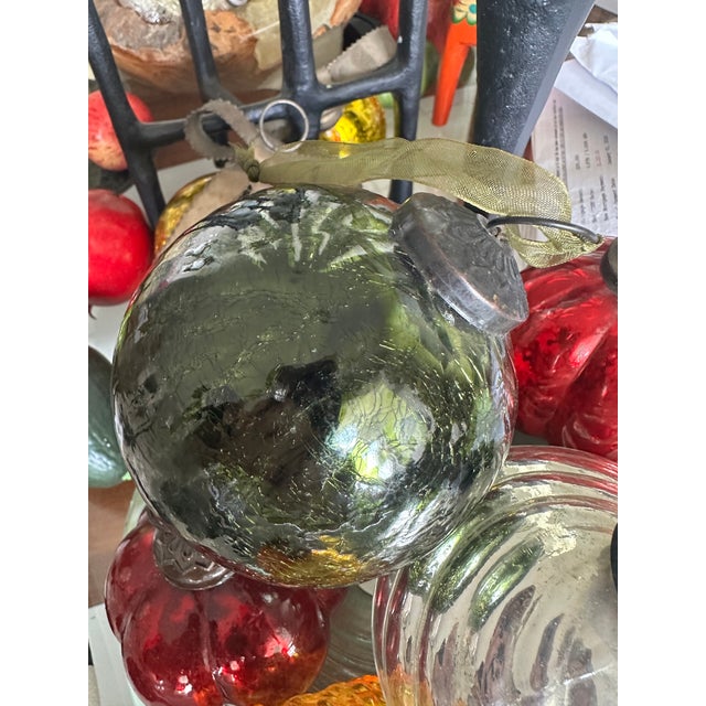 Set of 13 Kugel Mercury Glass Ornaments in Silver, Gold, and Red For Sale - Image 16 of 16