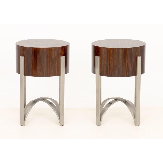 Wood Pair of Michael Berman Zebra Wood Bedside Tables For Sale - Image 7 of 9