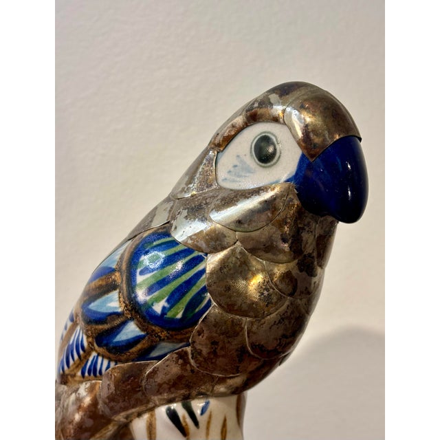 Sergio Bustamante Vintage Tonalá Mexican Parrot Figurine, Coastal Modern Folk Art Ceramic For Sale - Image 4 of 8