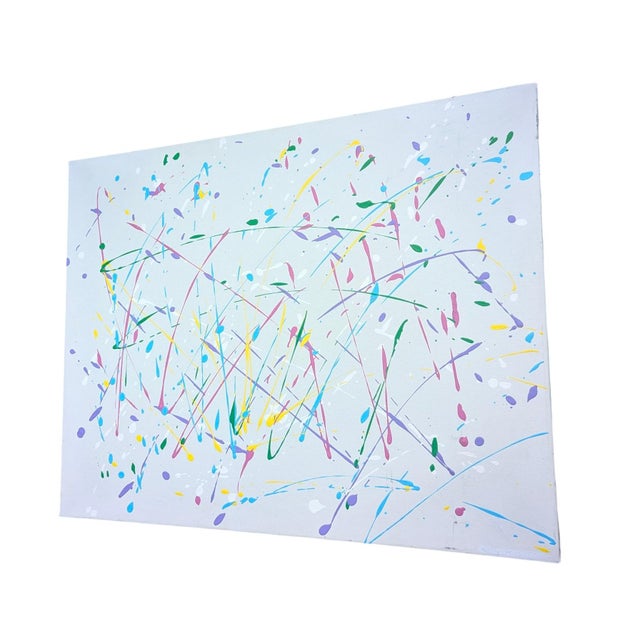 2000 - 2009 Original Abstract Expressionist Splatter Painting on Canvas For Sale - Image 5 of 18