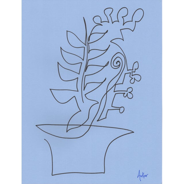 "1 Line Minimalist Botanic #17" Contemporary Original Drawing by CL Auker For Sale