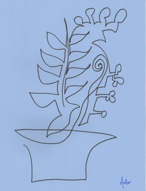 "1 Line Minimalist Botanic #17" Contemporary Original Drawing by CL Auker