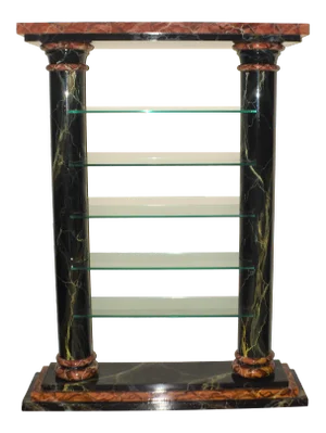 1980s Custom Faux Marble Lacquer Etagere Display Shelf