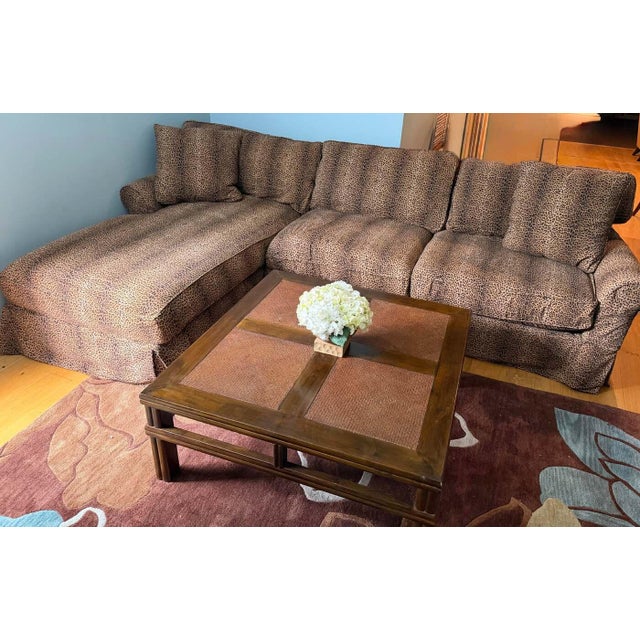 Lee Industries Cheetah Print Roll Arm Sectional Sofa — English Country/Safari Style For Sale - Image 9 of 9