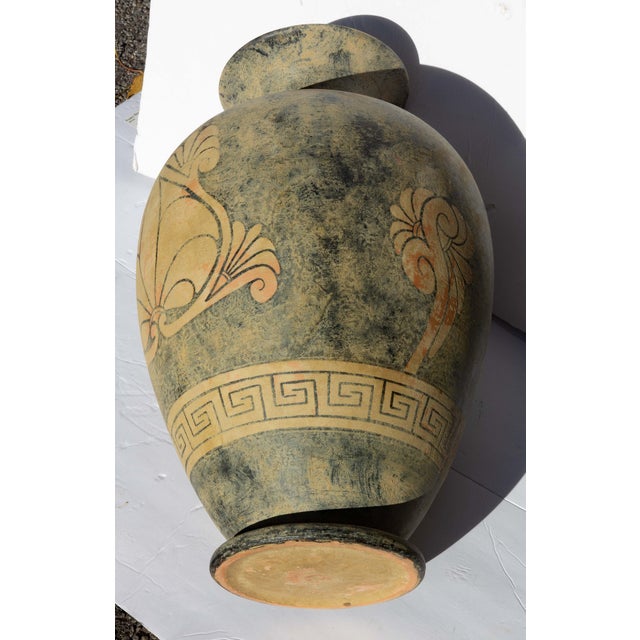 Traditional Large Classical Etruscan Style Terracotta Vase Hand Painted For Sale - Image 3 of 3